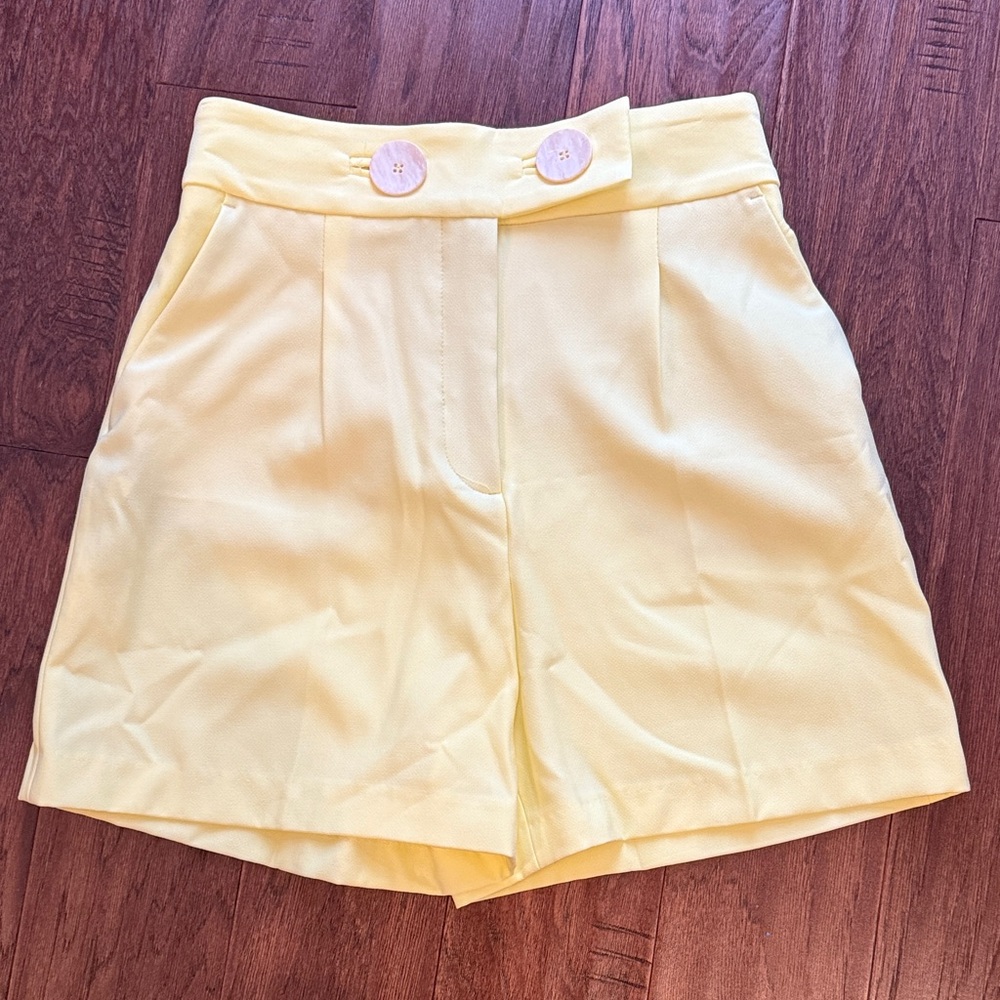 Zara High Waist Yellow Women's Shorts